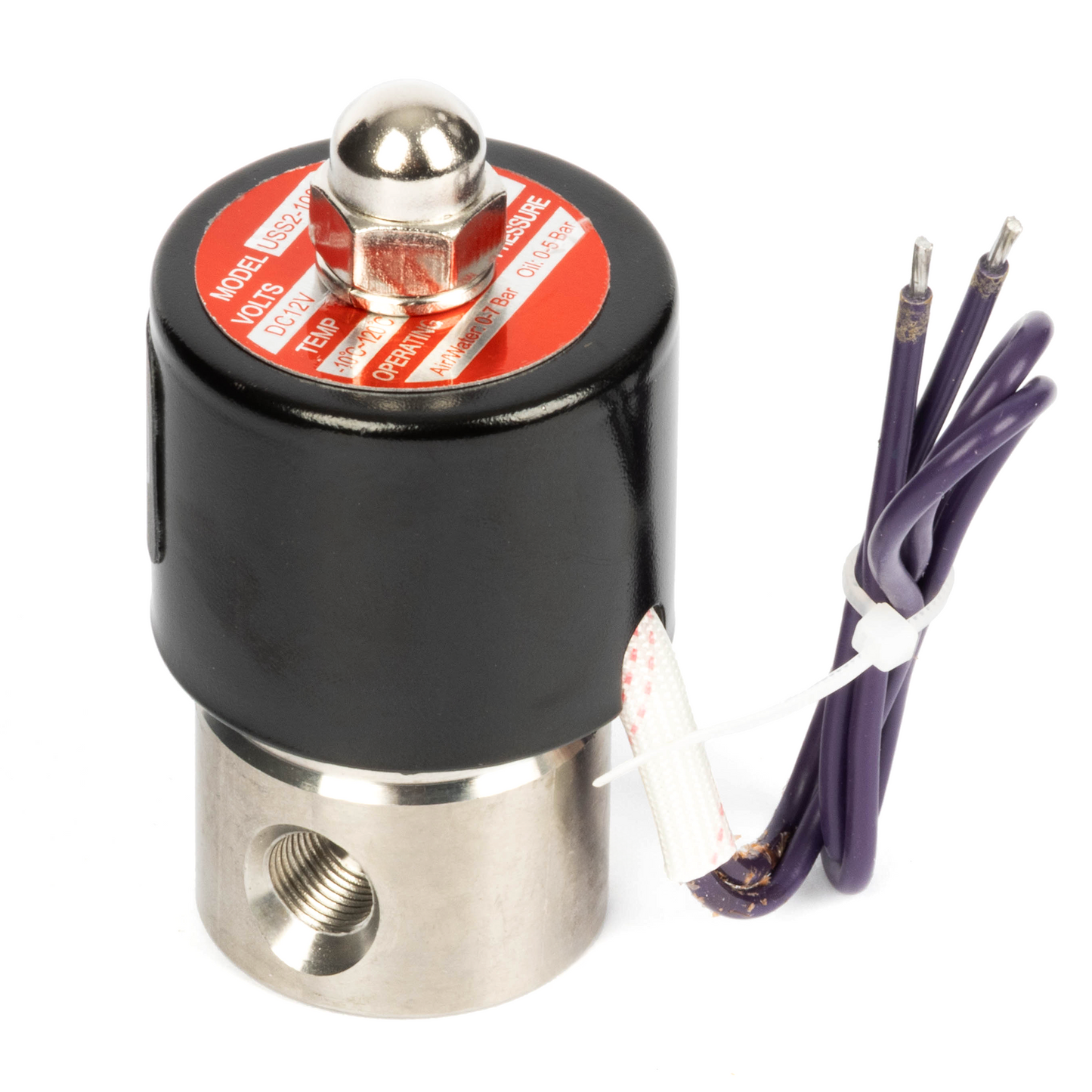 1/8" Stainless Steel Solenoid Valve - 12V DC Normally Closed, Viton Seal