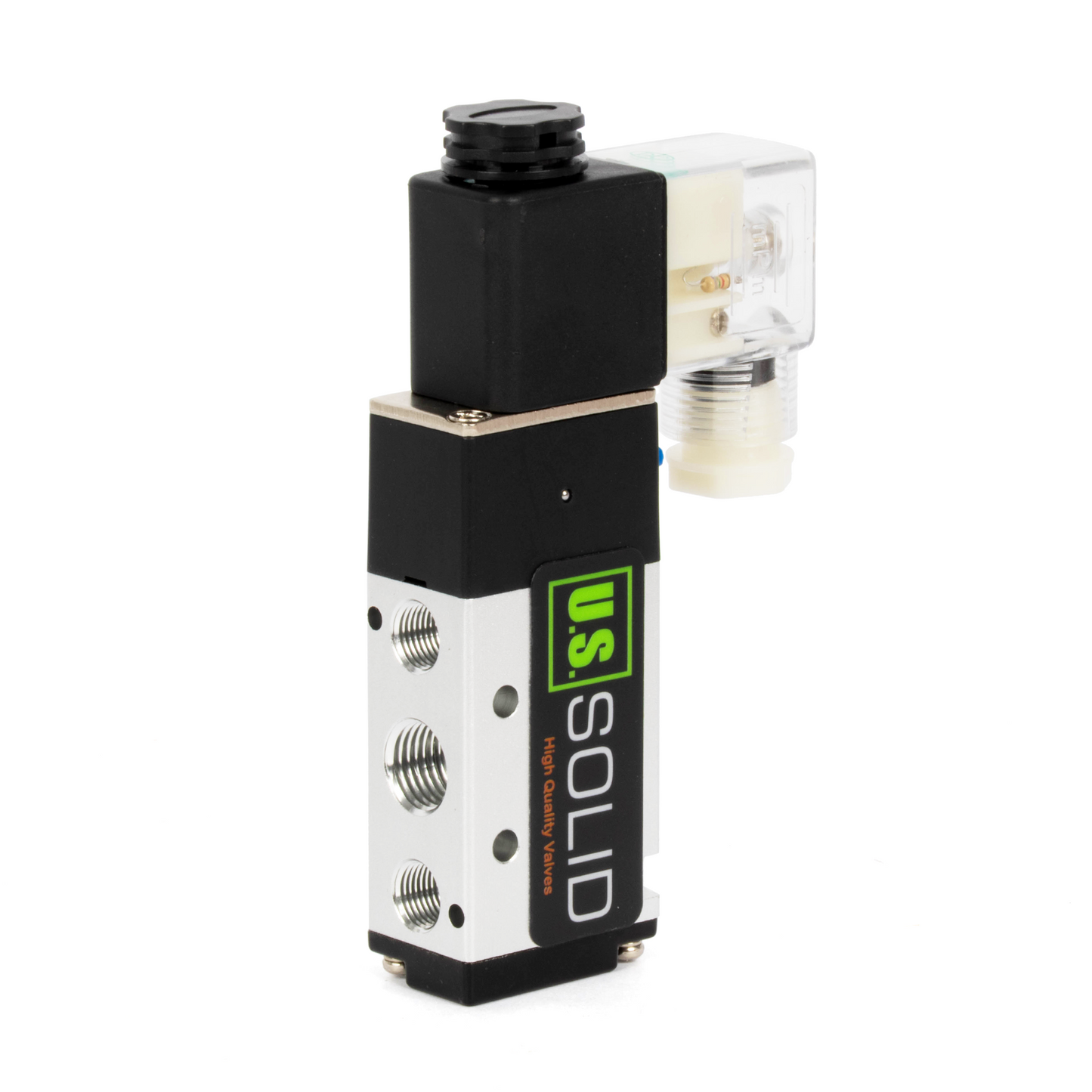 U.S. Solid 1/4인치 5방향 2위치 공압 솔레노이드 밸브, DC 12V, 상시 닫힘, 부속품 및 소음기 포함