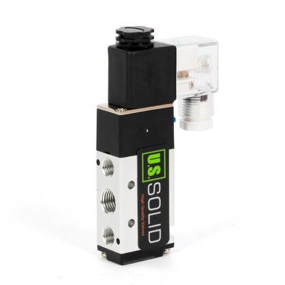 U.S. Solid 1/4인치 5방향 2위치 공압 솔레노이드 밸브, DC 24V, 상시 닫힘, 부속품 및 소음기 포함