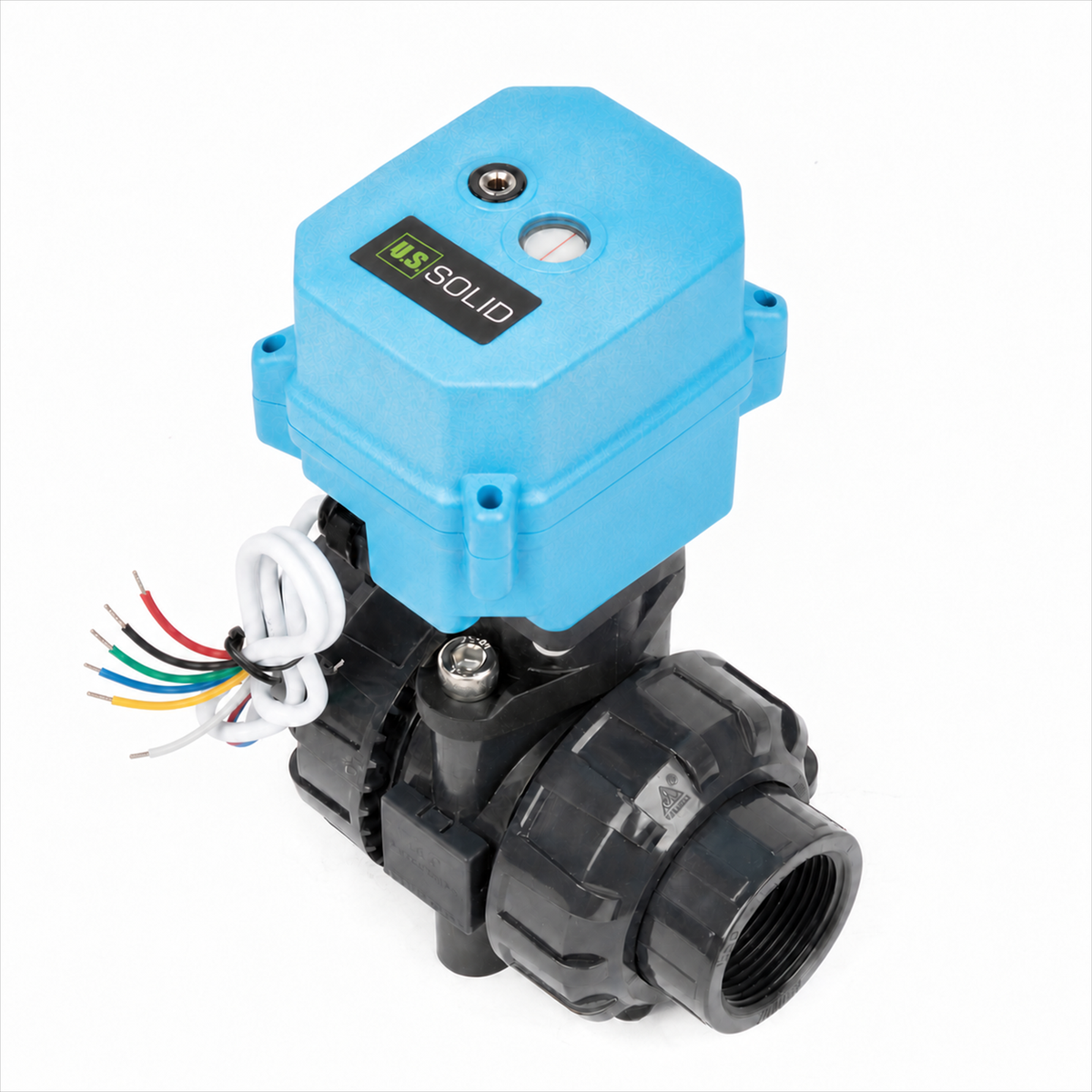 1-1/4" proporsjonal motorisert kuleventil, UPVC modulerende strømningskontrollventil, 4-20mA inngang/tilbakemelding, DC 12-24V, 6-leder, IP67 full port for HVAC-automatisering