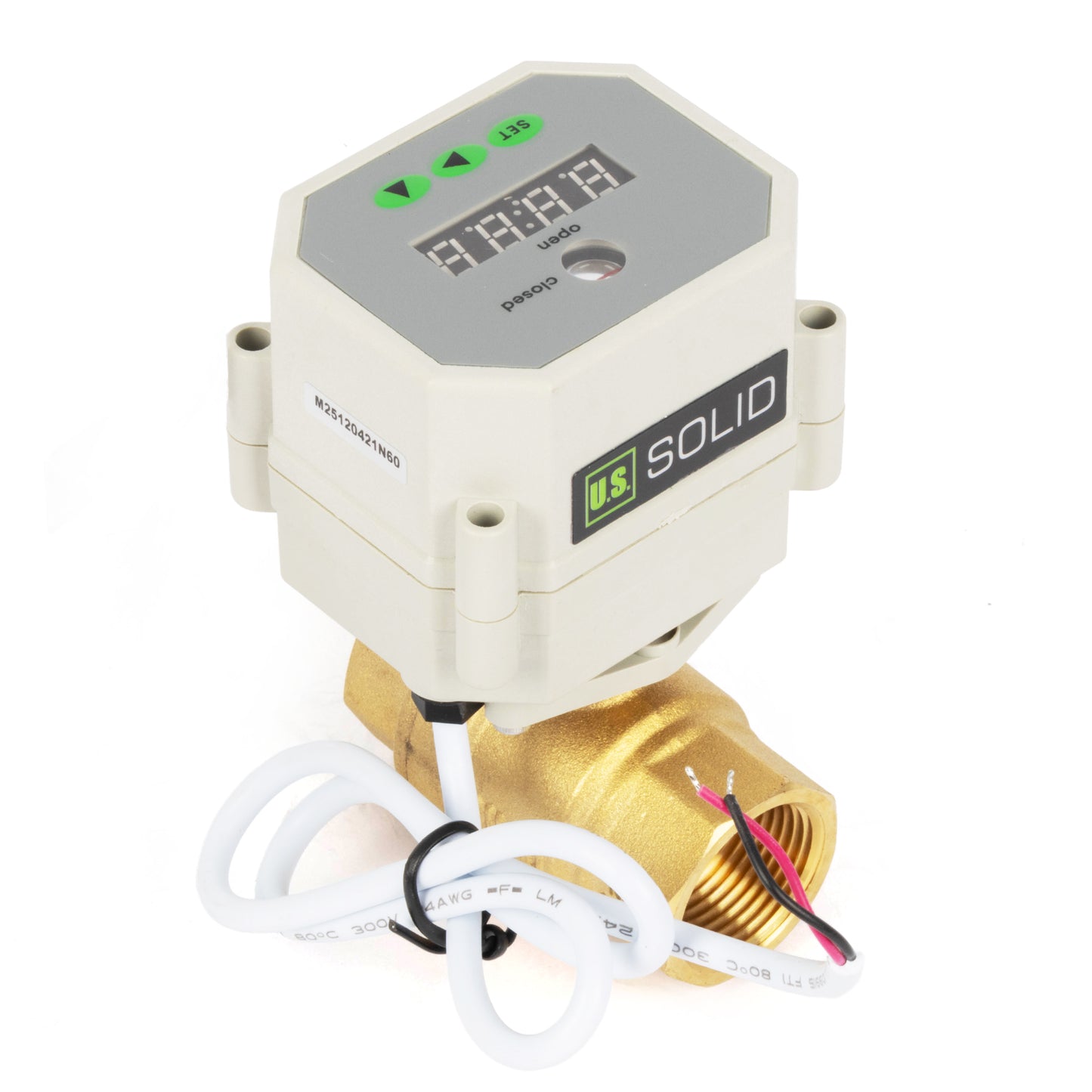 3/4" Motorized Ball Valve with Timer, Auto-Return Fail Safe & Power-Off Memory, 2-Way Brass Electric Actuator, IP67, AC/DC 9-24V