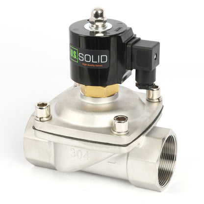 2"-Magnetventil – Elektrisches Magnetventil aus Edelstahl, 110 V Wechselstrom, normalerweise offen, Viton-Dichtung