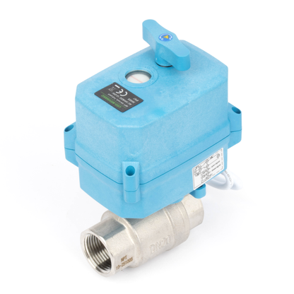 3/4" Quick-Release Motorized Ball Valve - 304 Stainless Steel, DC12~24V/AC24V, 2-Wire Auto-Return with Manual Override, IP67