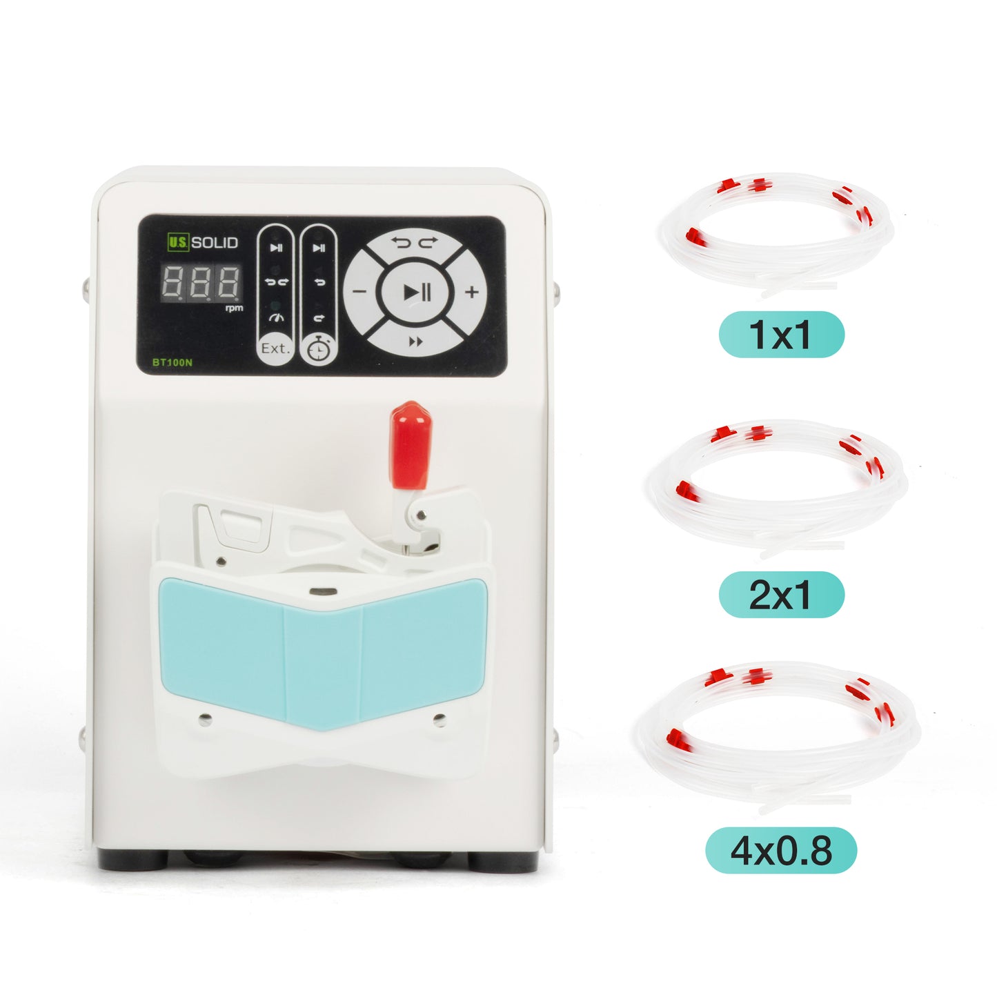 Compact Peristaltic Pump with Timer - Speed-Adjustable Single/Dual/Triple Channel (10-Rroller, 0.0002-48 mL/min)