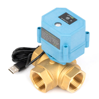 1" WiFi Älykäs moottoroitu palloventtiili, 3-tie 4-asentoinen messinki, USB-virtalähde, LED-tilanilmaisin, virtaussuunnan ikkuna