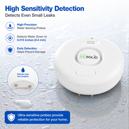 Kit com 5 detectores de vazamento de água Wi-Fi, alarme de inundação com sensor de aplicativo Tuya Smart, alerta sonoro de 120dB, notificação em tempo real.