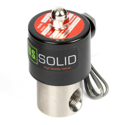 3/8" Stainless Steel Solenoid Valve - 24V DC Normally Closed, Viton Seal