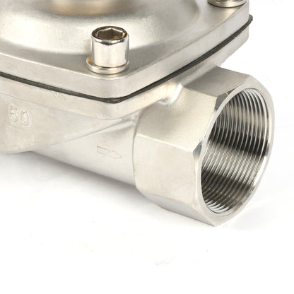 2"-Magnetventil – Elektrisches 12-V-Gleichstrom-Magnetventil aus Edelstahl, normalerweise offen, Viton-Dichtung