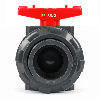 4" PVC True Union Ball Valve, Full Port, Slip Socket, Schedule 40 and 80 Compatible, 150 psi, PTFE Seat, EPDM O-Ring