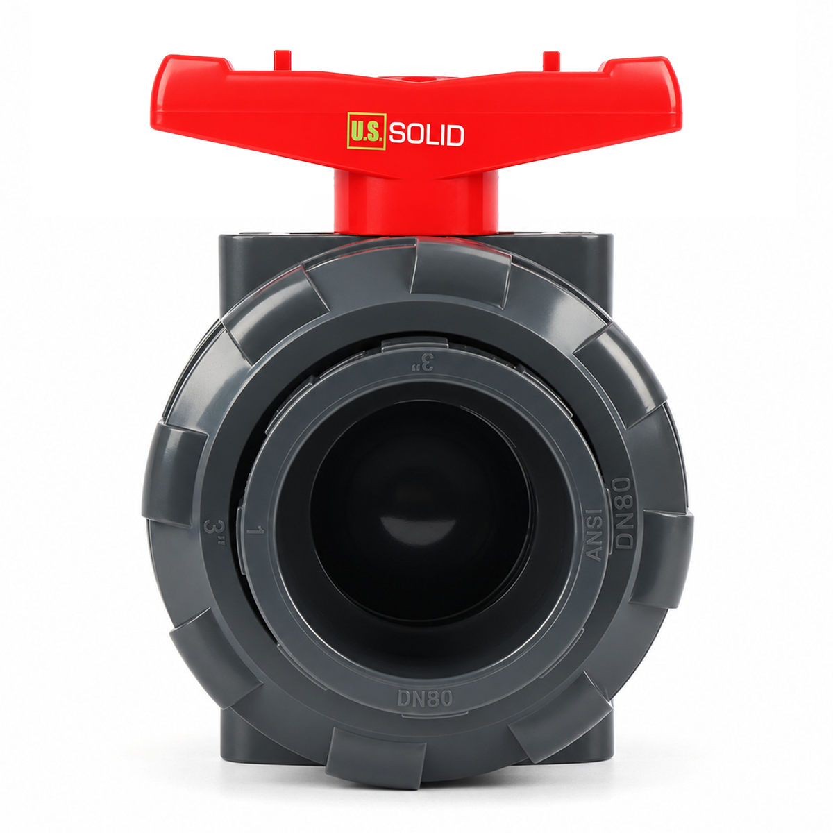 3"-PVC-Kugelhahn mit echter Verschraubung, voller Durchgang, Steckmuffe, kompatibel mit Schedule 40 und 80, 150 psi, PTFE-Dichtung, EPDM-O-Ring