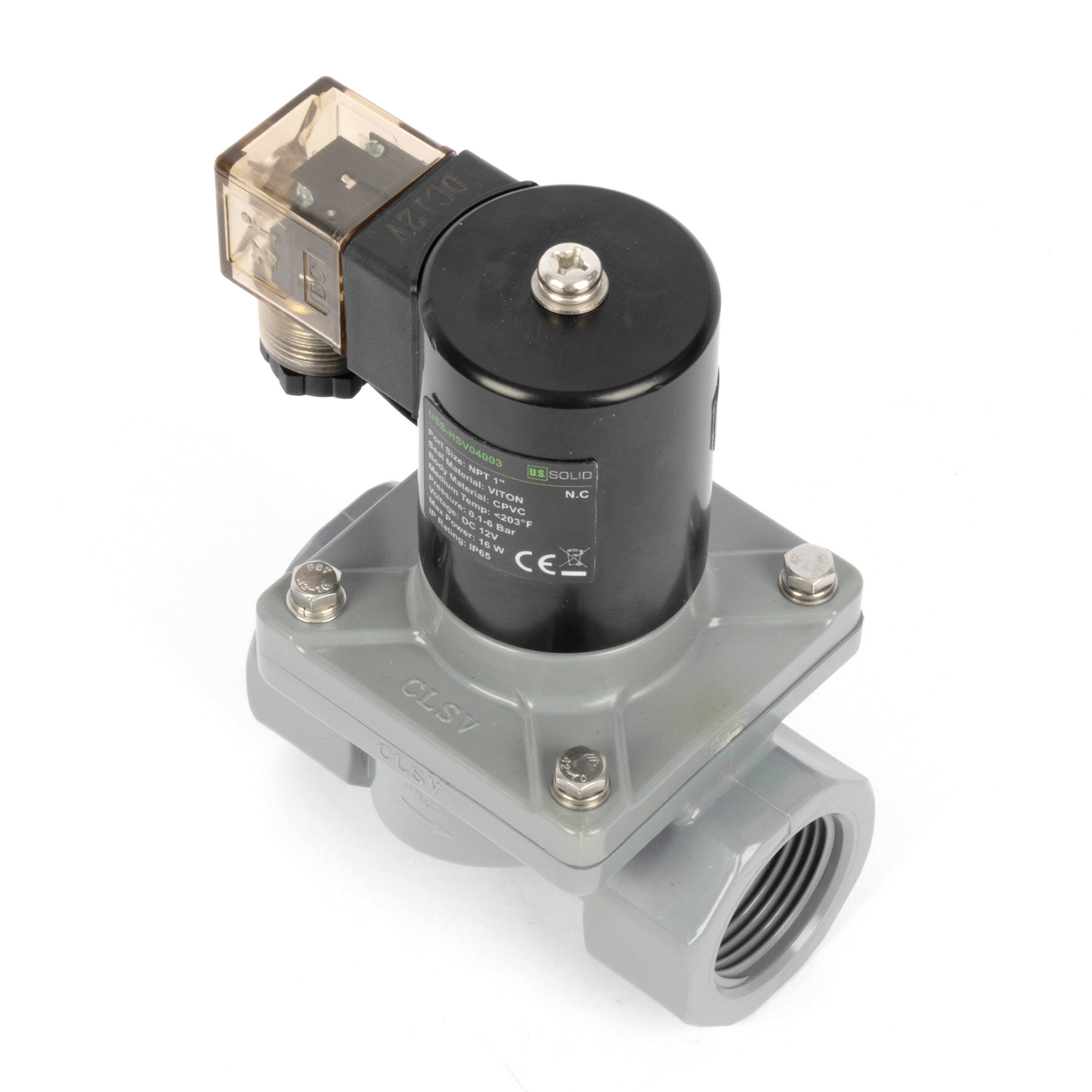Korozyona Dayanıklı Solenoid Vana - 1" CPVC, 12V DC, Normalde Kapalı, VITON Conta