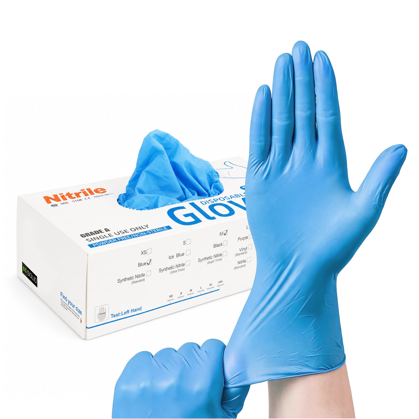 Luvas de nitrilo para exame – Sem látex, sem pó, 4g, luvas descartáveis ​​seguras para contato com alimentos para uso médico, doméstico e de limpeza.
