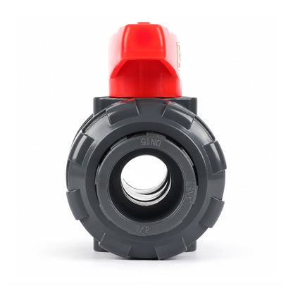1/2" PVC True Union Ball Valve, Full Port, Slip Socket, Schedule 40 and 80 Compatible, 150 psi, PTFE Seat, EPDM O-Ring, 2 Pack