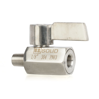 1/8" minikuleventil 304 rustfritt stål innvendig × utvendig gjenge 2 stk