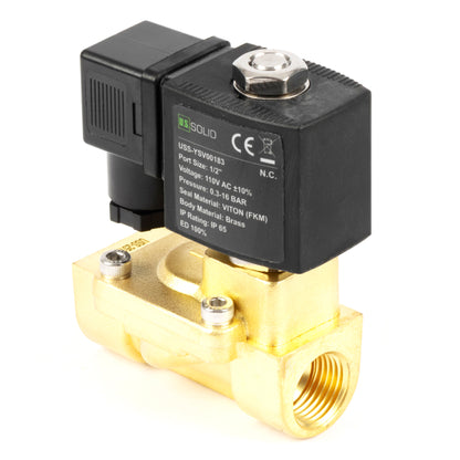 Ηλεκτρομαγνητική βαλβίδα ορείχαλκου 1/2" - 110V / 220V AC, Κανονικά κλειστή, 4,4-232 PSI, Σφραγίδα VITON