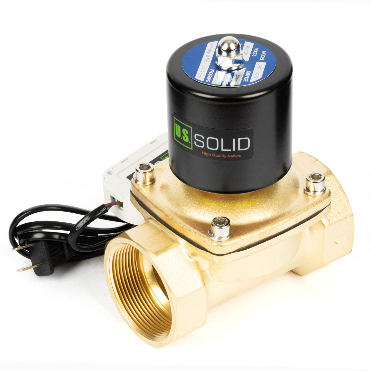 Brass Solenoid Valve 2" - 110V AC Smart Wi-Fi APP-Controlled Normally Closed