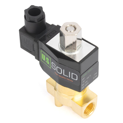 Katup Solenoid Elektrik Kuningan 3/8", DC 12V, Normally Open, Segel Viton