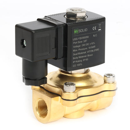 3/8" Pirinç Elektrikli Solenoid Vana - 12V DC, Normalde Kapalı, 145 PSI, VITON