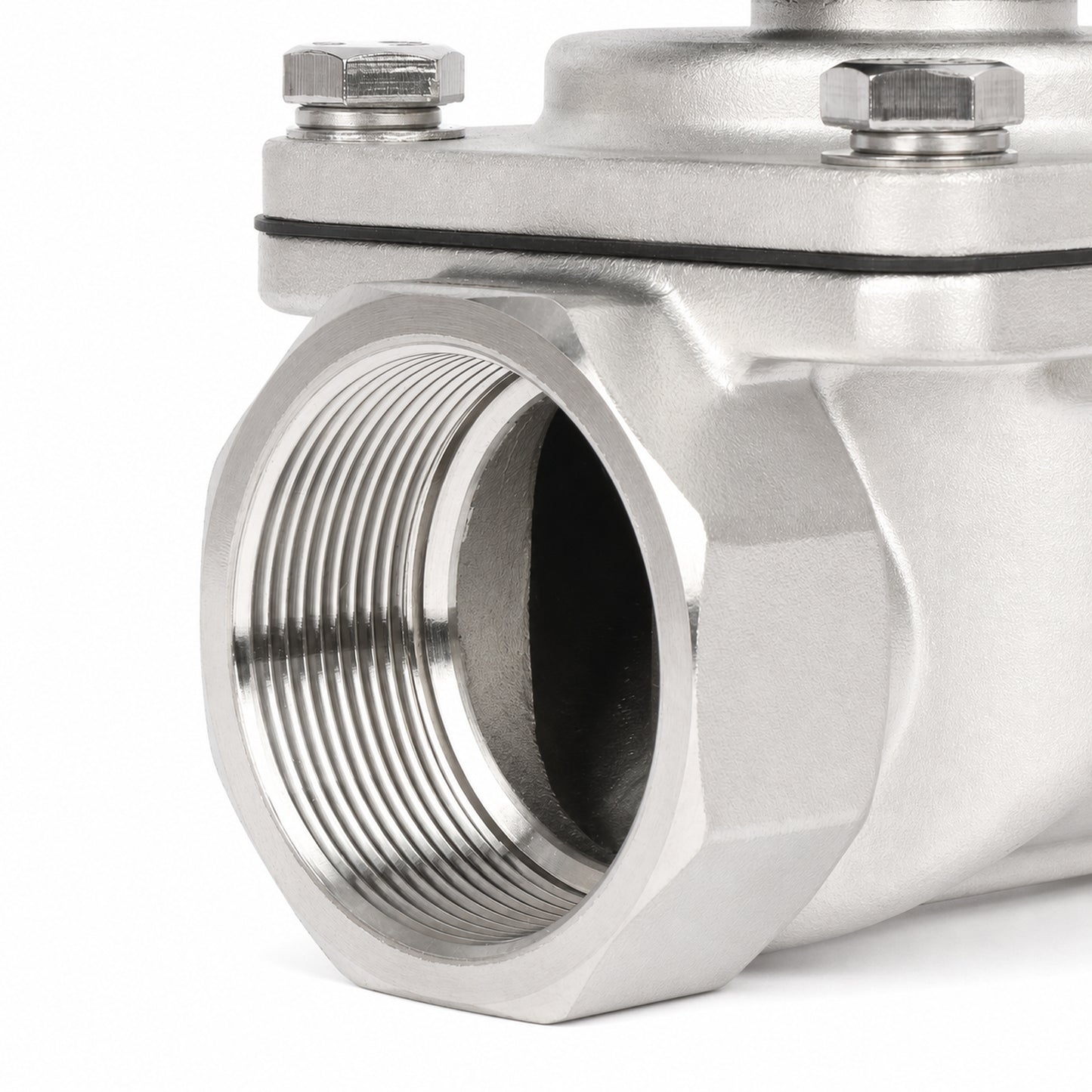 2" magnetventil - rustfritt stål 12V DC normalt lukket med Viton-tetning, koblingsbokstype