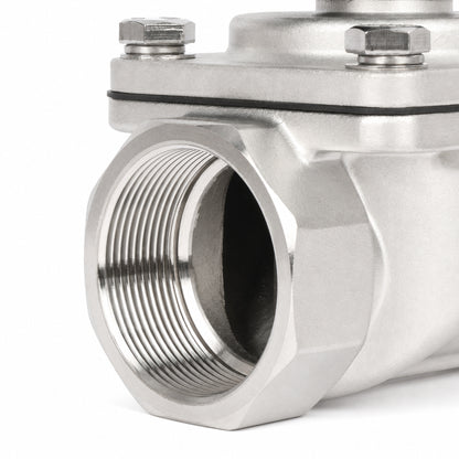 2" magnetventil - rustfritt stål 12V DC normalt lukket med Viton-tetning, koblingsbokstype