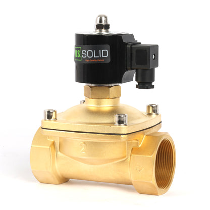 صمام الملف اللولبي الأمريكي الصلب مقاس 2 بوصة - صمام الملف اللولبي 110 فولت تيار متردد، جسم نحاسي، مغلق عادةً، مانع تسرب فيتون 