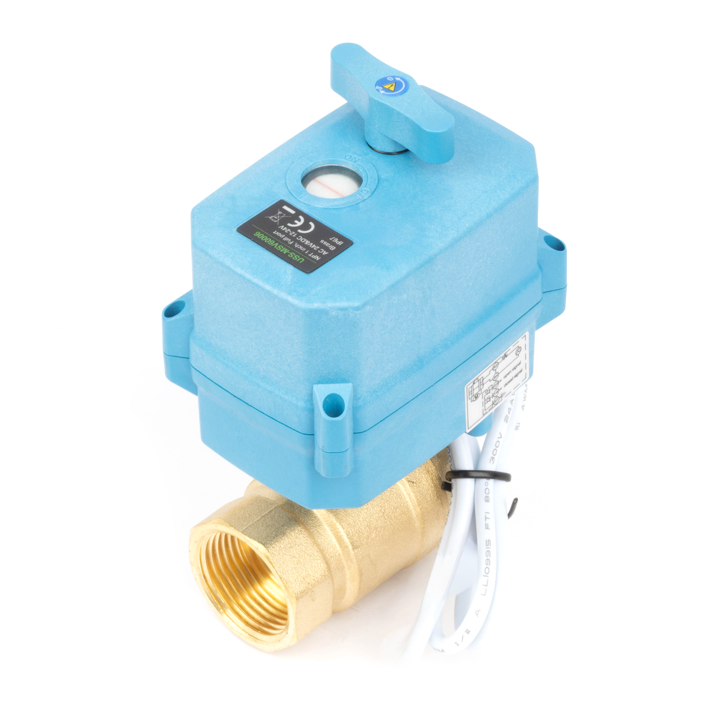 1" Quick-Release Motorized Ball Valve - Brass, DC12~24V/AC24V, 2-Wire Auto-Return with Manual Override, IP67