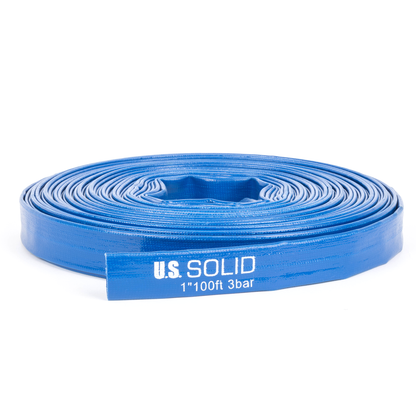 1" x 100 ft Verstärkter PVC-Flachschlauch - 1,2 mm Wandstärke, 4 Schlauchschellen (ohne Anschlüsse)