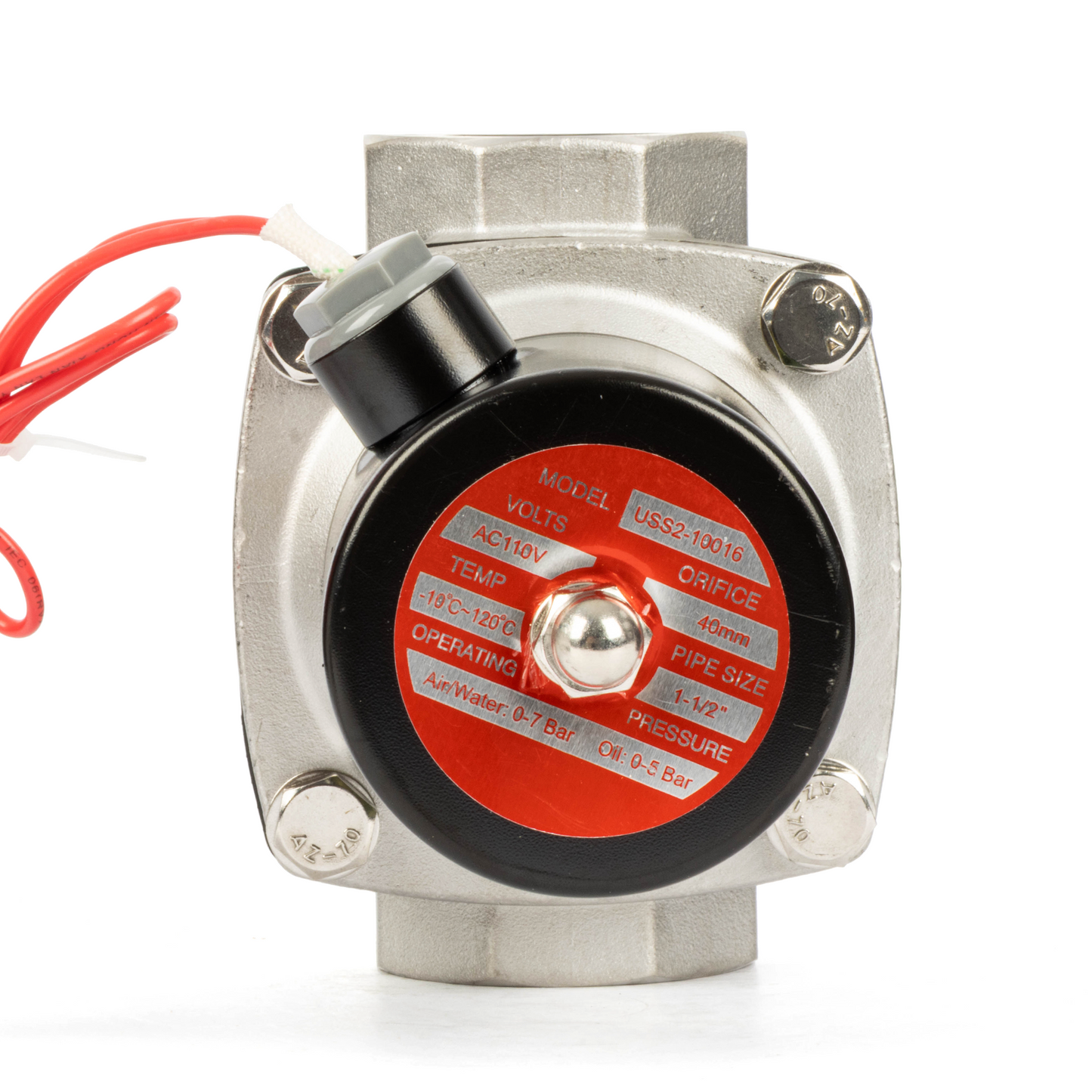 Stainless Steel Solenoid Valve 1-1/2" - 110V AC Smart Wi-Fi APP-Controlled Normally Closed