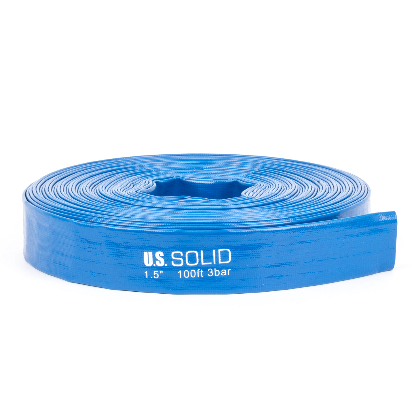 Selang PVC Pipih Bertulang 1,5" x 100 kaki - Dinding 1,2mm, 4 Penjepit Selang (Tanpa Fitting)