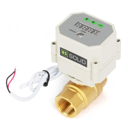 3/4" Motorized Ball Valve with Timer, Auto-Return Fail Safe & Power-Off Memory, 2-Way Brass Electric Actuator, IP67, AC/DC 9-24V