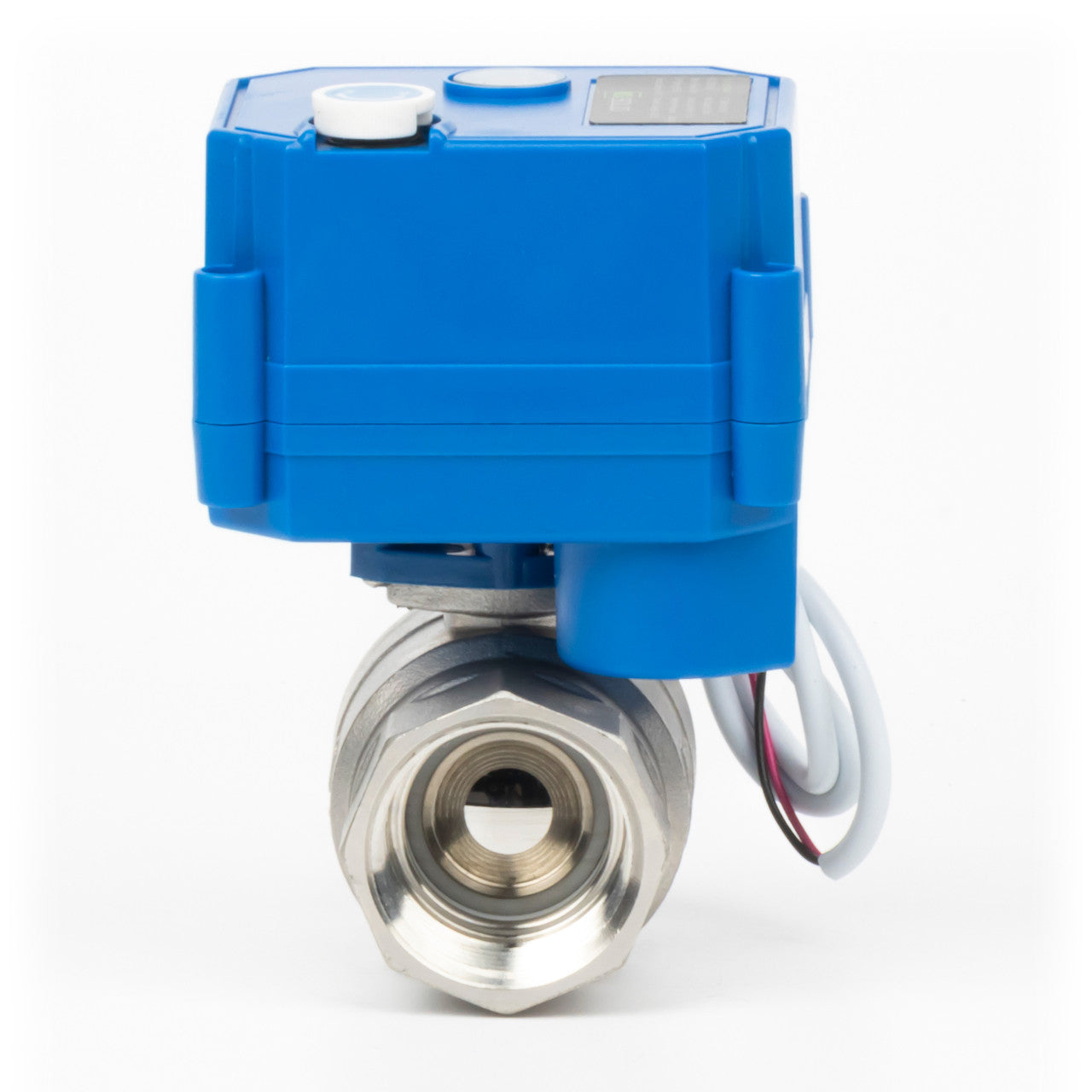 1" Motorized Ball Valve with Manual Function - 2 Wire Auto Return, Stainless Steel, 85-265V AC, Full Port, Normally Closed