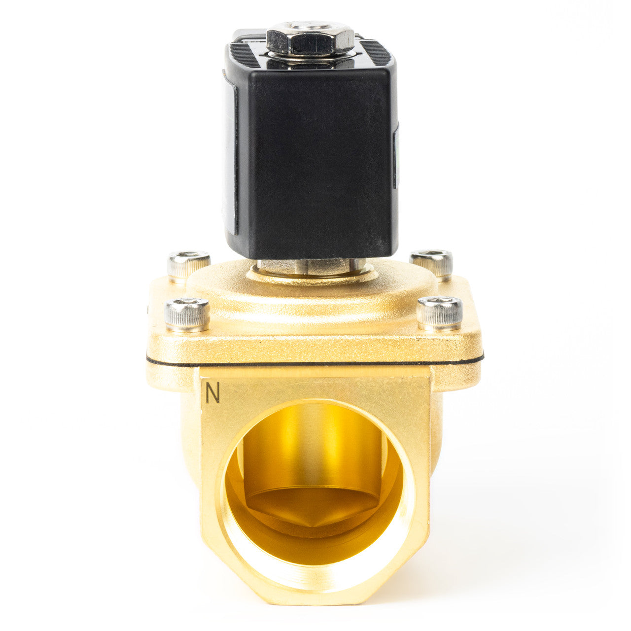 1-1/4" Solenoid Valve - Brass 12V DC Normally Closed with Viton Seal, Junction Box Type