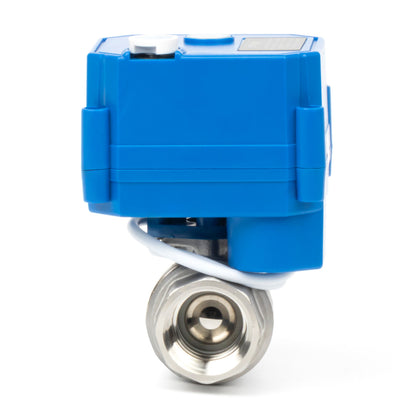 3/4" Motorized Ball Valve with Manual Function - 2 Wire Auto Return, Stainless Steel, 85-265V AC, Full Port, Normally Open