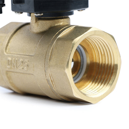 1" Motorized Ball Valve - Brass Electric Ball Valve with 3 Indicator Lights - 2 Wire Auto Return, Normally Closed, 9-36V AC/DC by U.S. Solid