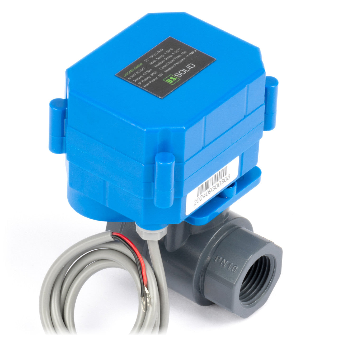 1/2" UPVC Motorized Ball Valve - Normally Open 9-36V AC/DC Plastic Electrical Ball Valve with Full Port, 2 Wire Auto Return