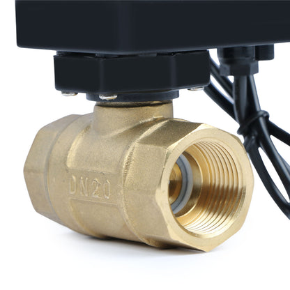 3/4" Motorized Ball Valve - Brass Electric Ball Valve with 3 Indicator Lights - 2 Wire Auto Return, Normally Closed, 9-36V AC/DC by U.S. Solid