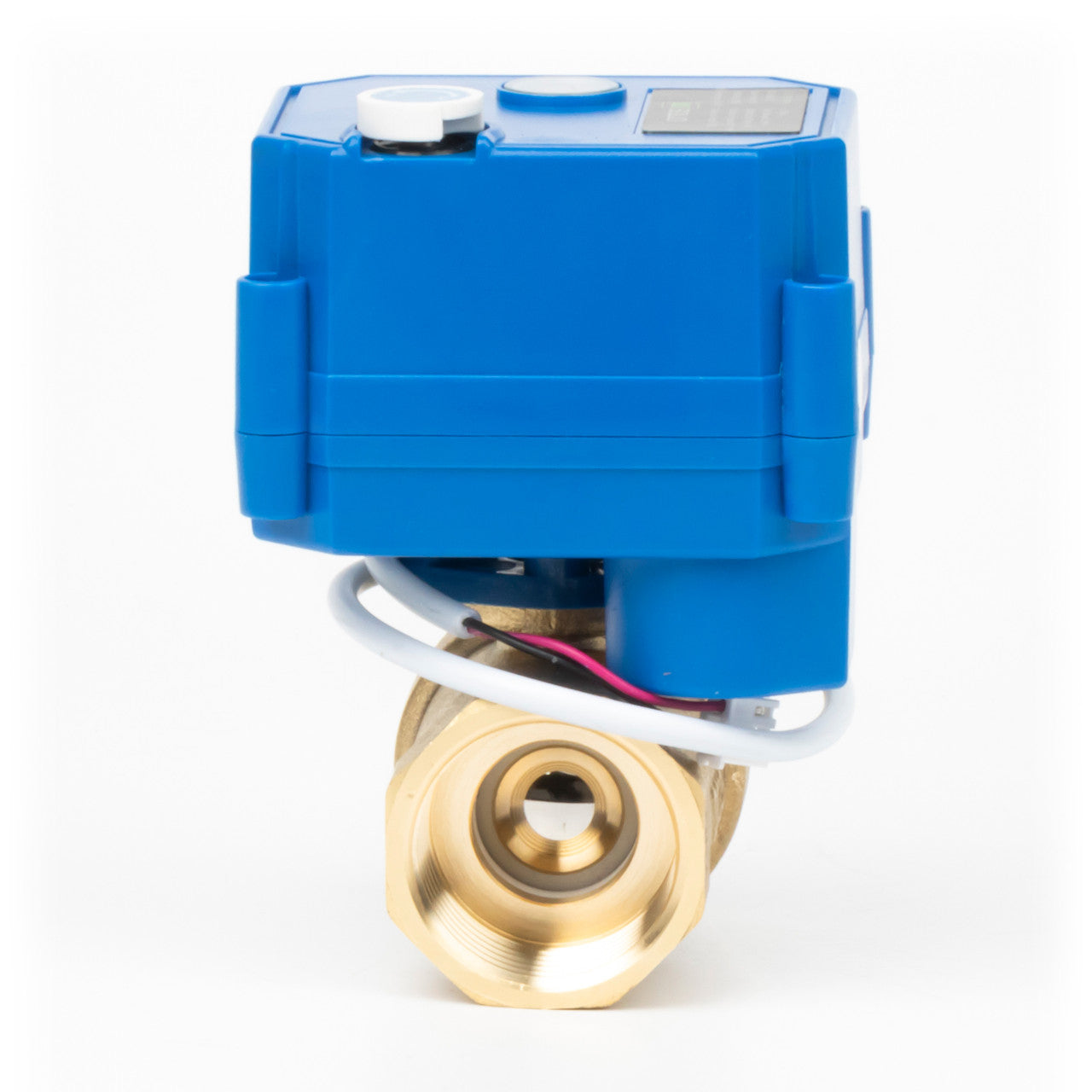 1" Motorized Ball Valve with Manual Function - 2 Wire Auto Return, Brass, 85-265V AC, Standard Port, Normally Closed