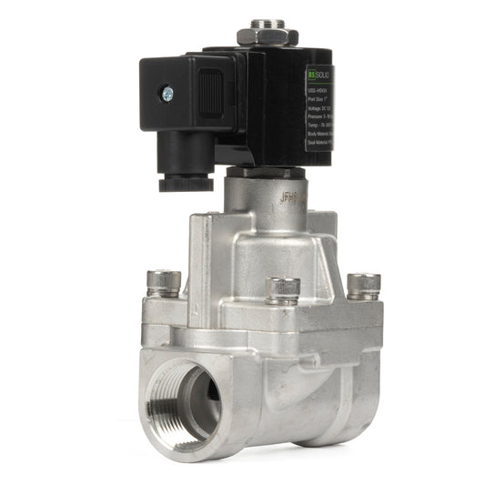 1" High Pressure Solenoid Valve - 160 bar Stainless Steel , 12V DC High-Pressure High-Temperature Solenoid Valve, -76-356℉