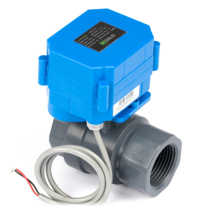 1” UPVC Motorized Ball Valve - Normally Open 9-36V AC/DC Plastic Electrical Ball Valve with Full Port, 2 Wire Auto Return