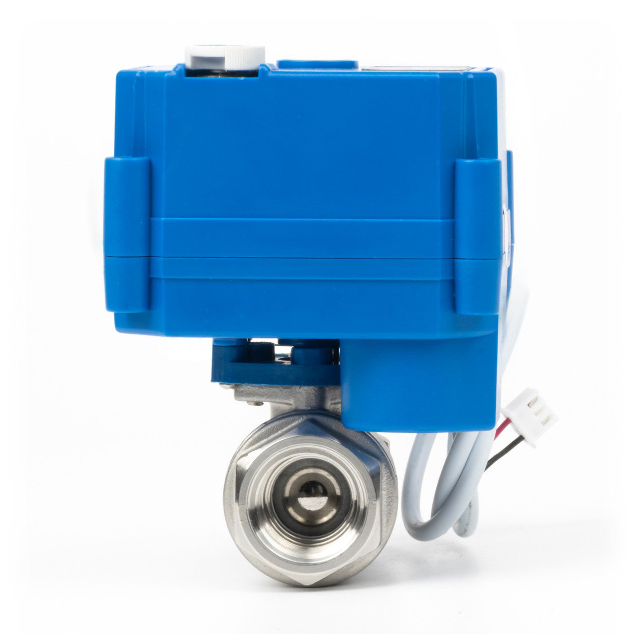 1/2" Motorized Ball Valve with Manual Function - 2 Wire Auto Return, Stainless Steel, 85-265V AC, Full Port, Normally Open