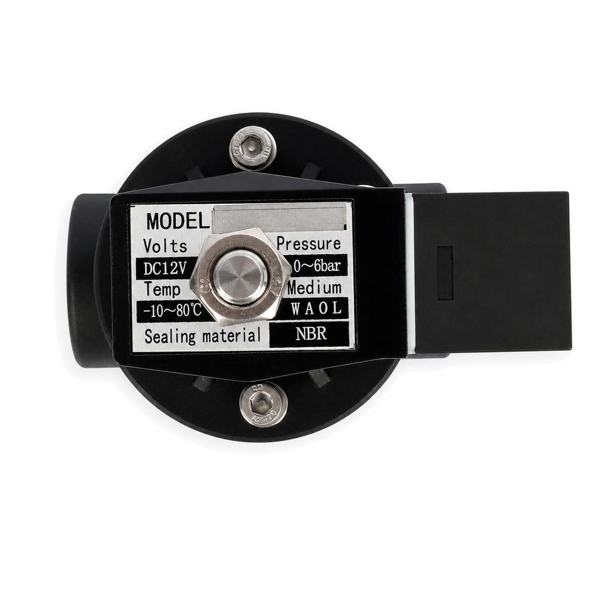3/4" plast PA66 magnetventil 12V DC, 0-6 bar, normalt lukket, NBR-tetning for vann, luft