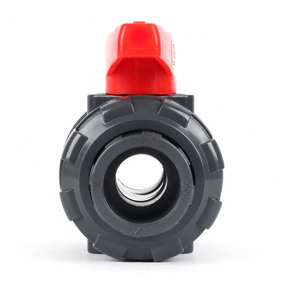 3/4" PVC True Union Ball Valve, Full Port, Slip Socket, 150 psi, Schedule 40 and 80 Compatible, PTFE Seat, EPDM O-Ring