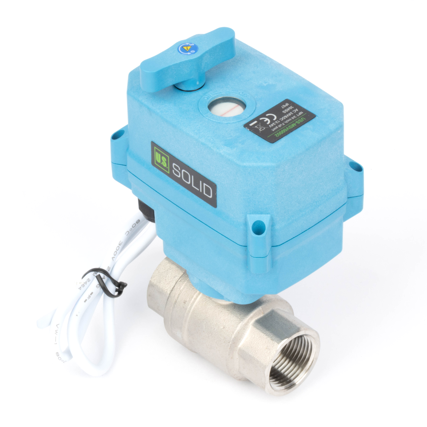 3/4" Quick-Release Motorized Ball Valve - 304 Stainless Steel, DC12~24V/AC24V, 2-Wire Auto-Return with Manual Override, IP67
