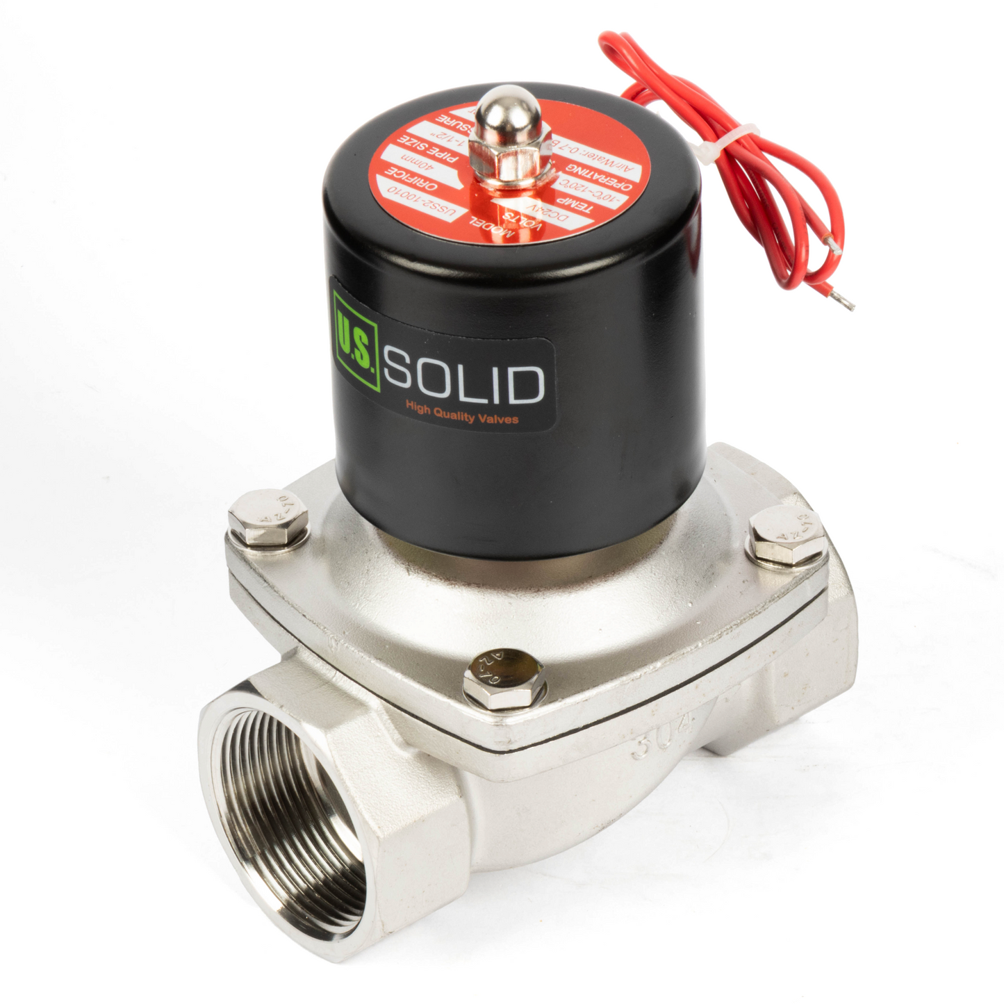 1-1/2" Stainless Steel Solenoid Valve - 24V DC Normally Closed, Viton Seal