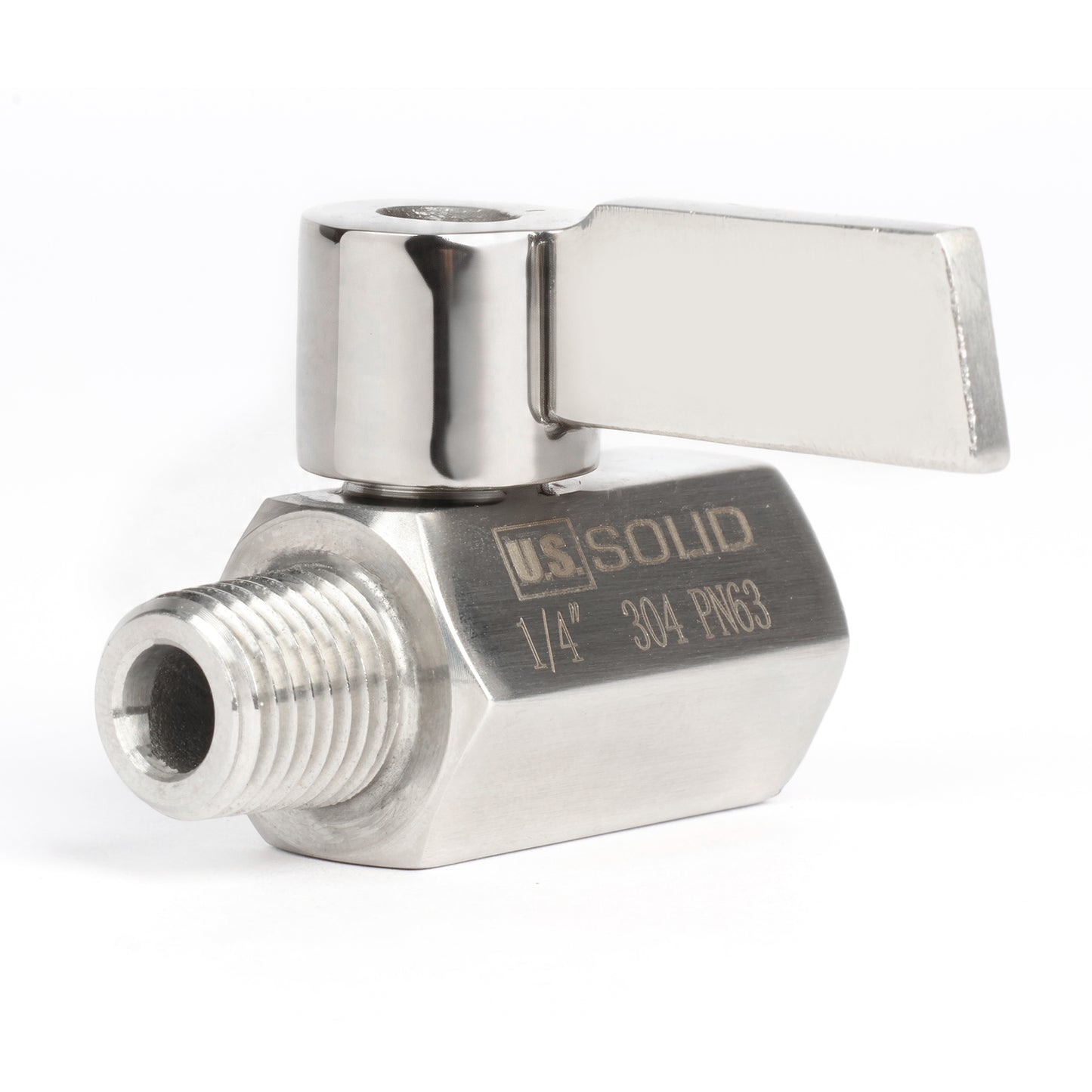 U.S. Solid 2个 1/4" 迷你球阀 304 不锈钢 内螺纹 × 外螺纹 NPT 螺纹