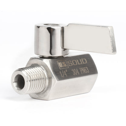 U.S. Solid 2个 1/4" 迷你球阀 304 不锈钢 内螺纹 × 外螺纹 NPT 螺纹