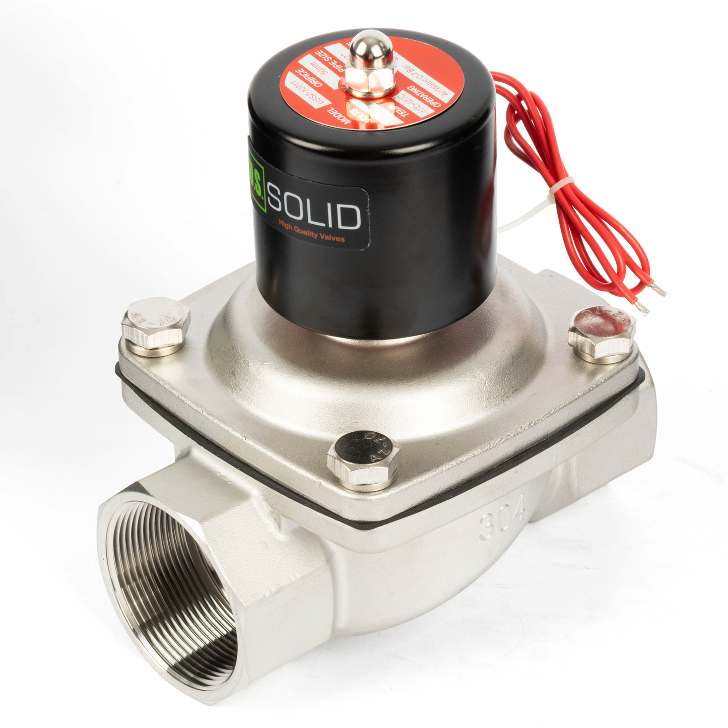 2" Stainless Steel Solenoid Valve - 24V DC Normally Closed, Viton Seal