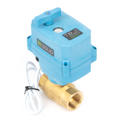 3/4" Quick-Release Motorized Ball Valve - Brass, DC12~24V/AC24V, 2-Wire Auto-Return with Manual Override, IP67