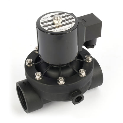 1-1/4" Plastik PA66 Solenoid Vana 12V DC, 0-5 Bar, Normalde Kapalı, NBR Contalı, Su ve Hava için