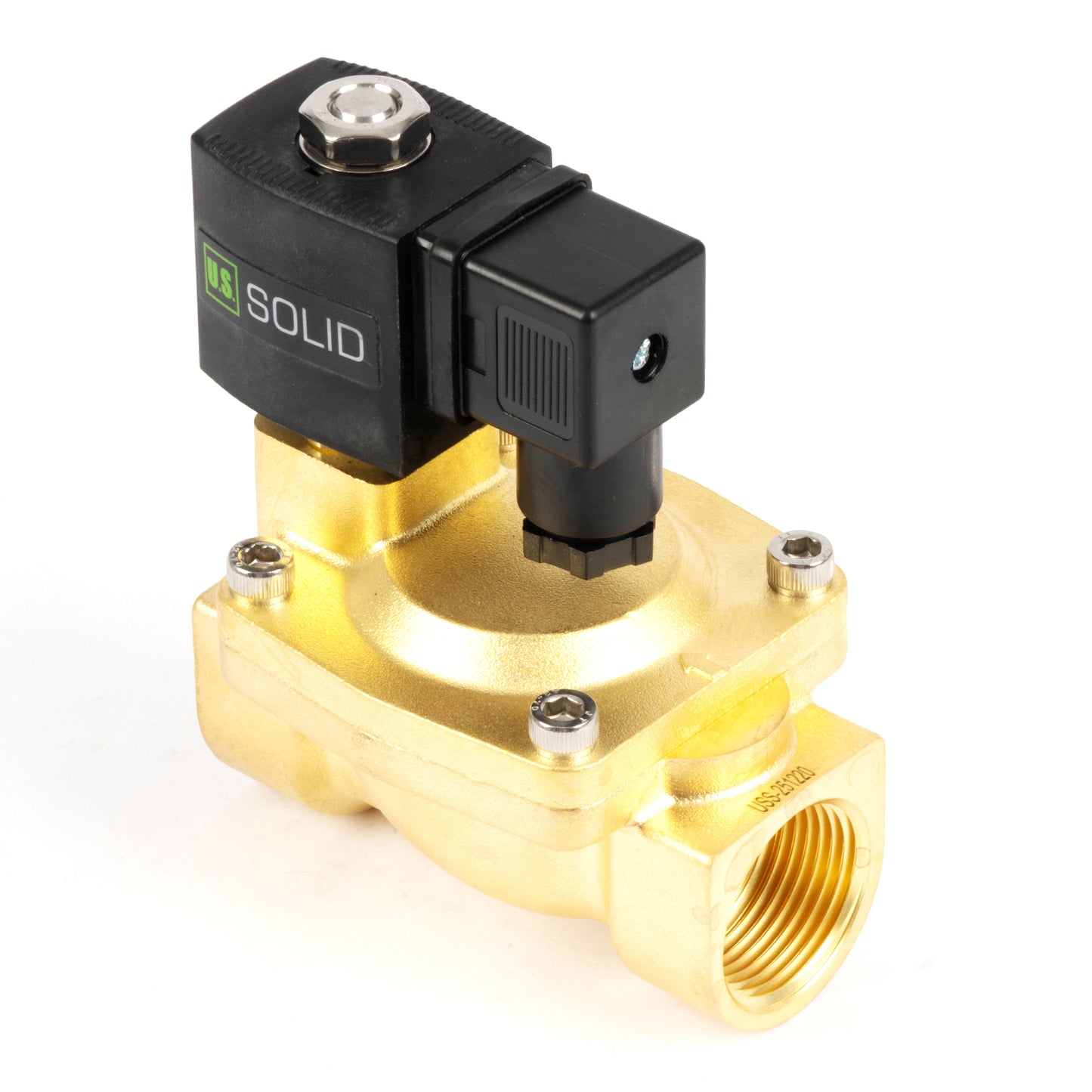 วาล์วโซลินอยด์ทองเหลืองขนาด 1 นิ้ว - 110V / 220V AC, ปกติปิด, 4.4-232 PSI, ซีล VITON